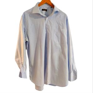 Canali Blue and white microcheck dress shirt size 17.5